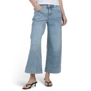 DEMOCRACY Light Blue Artisanal Wide Leg Ankle Jeans